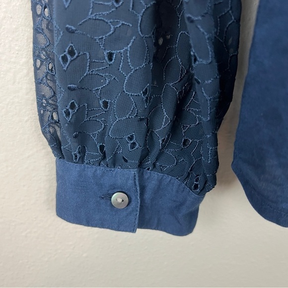 Beauty & Youth United Arrows Eyelet Sleeve Button Front Shirt - Picture 4 of 8